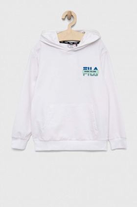 Fila bluza copii culoarea alb, cu glugă, cu imprimeu