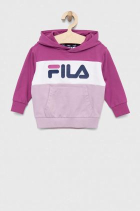 Fila bluza copii culoarea violet, cu glugă, cu imprimeu