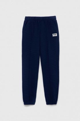 Fila pantaloni de trening din bumbac pentru copii culoarea albastru marin, neted