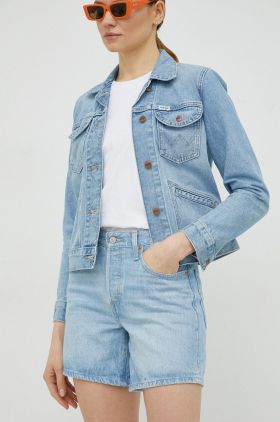 Levi's pantaloni scurți din denim femei, uni, high waist 29961.0034-LightIndig