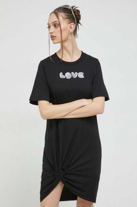 Love Moschino rochie din bumbac culoarea negru, mini, drept