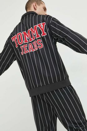 Tommy Jeans bluza barbati, culoarea negru, modelator