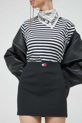 Tommy Jeans fusta culoarea negru, mini, drept