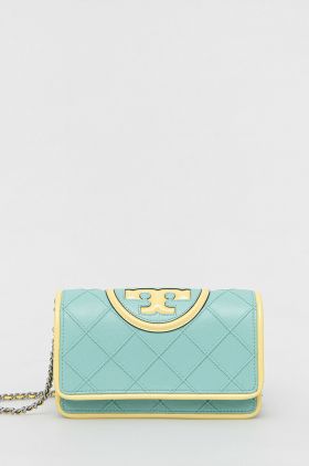 Tory Burch poseta de piele culoarea verde