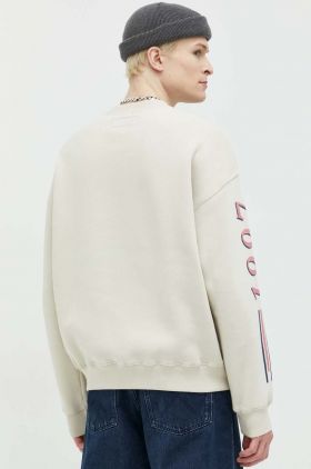 Abercrombie & Fitch bluza barbati, culoarea bej, cu imprimeu