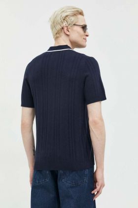 Abercrombie & Fitch pulover barbati, culoarea albastru marin