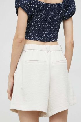 Abercrombie & Fitch pantaloni scurti femei, culoarea bej, neted, high waist