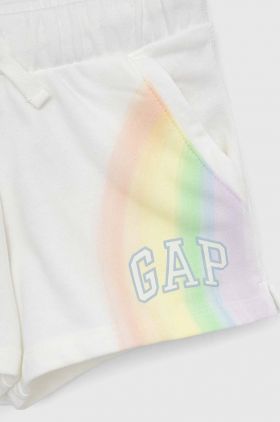 GAP pantaloni scurti copii culoarea alb, cu imprimeu, talie reglabila