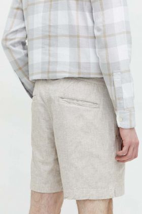 Abercrombie & Fitch pantaloni scurți din amestec de in culoarea bej