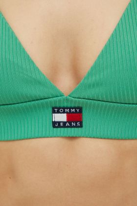 Tommy Jeans sutien culoarea verde, neted