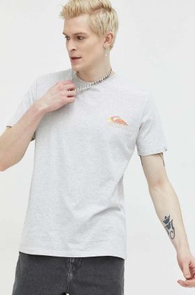 Quiksilver tricou din bumbac culoarea gri, cu imprimeu