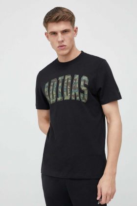 adidas tricou barbati, culoarea negru, cu imprimeu