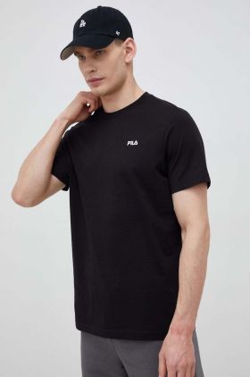 Fila tricou din bumbac culoarea negru, neted