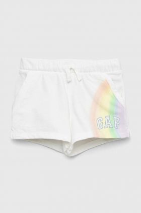 GAP pantaloni scurti copii culoarea alb, cu imprimeu, talie reglabila