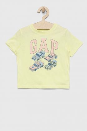 GAP tricou de bumbac pentru copii culoarea galben, cu imprimeu