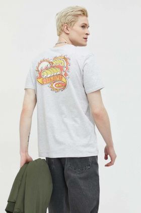 Quiksilver tricou din bumbac culoarea gri, cu imprimeu