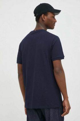 Les Deux tricou din bumbac culoarea albastru marin, neted