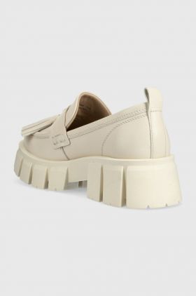 Marc O'Polo mocasini de piele femei, culoarea bej, cu platforma