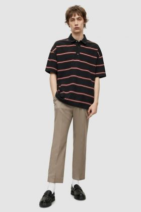 AllSaints polo de bumbac culoarea negru, modelator