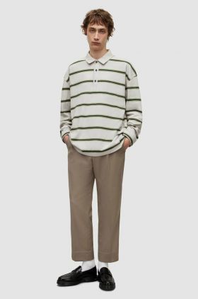 AllSaints polo de bumbac culoarea gri, modelator