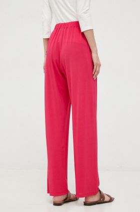 Max Mara Leisure pantaloni femei, culoarea roz, lat, high waist