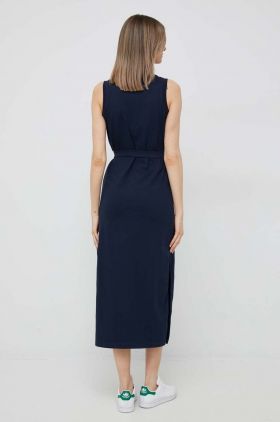 Lacoste rochie culoarea albastru marin, midi, mulata