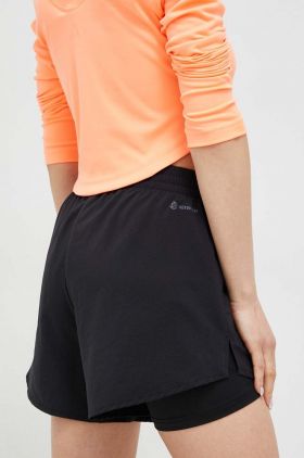 adidas Performance pantaloni scurți de antrenament culoarea negru, uni, high waist HN1044