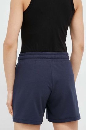 EA7 Emporio Armani pantaloni scurti femei, culoarea albastru marin, neted, medium waist