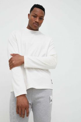 adidas longsleeve din bumbac culoarea bej, neted