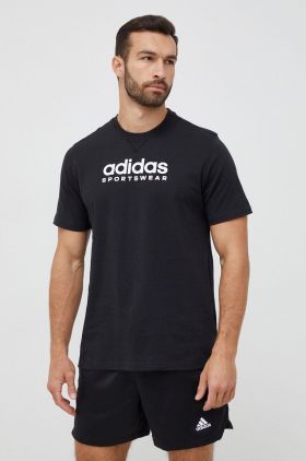 adidas tricou din bumbac culoarea negru, cu imprimeu