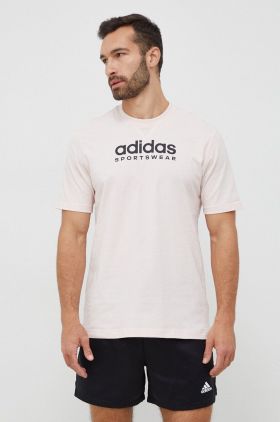 adidas tricou din bumbac culoarea roz, cu imprimeu