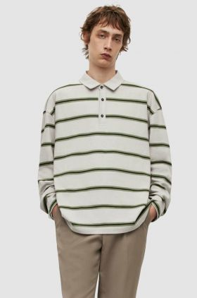 AllSaints polo de bumbac culoarea gri, modelator