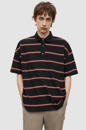 AllSaints polo de bumbac culoarea negru, modelator