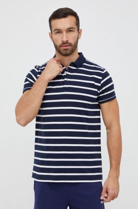 Helly Hansen polo de bumbac culoarea albastru marin, modelator