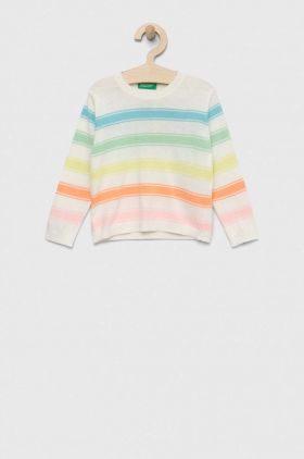 United Colors of Benetton pulover copii culoarea alb, light