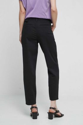 Medicine pantaloni femei, culoarea negru, fason chinos, medium waist