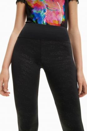 Desigual colanti femei, culoarea negru, neted