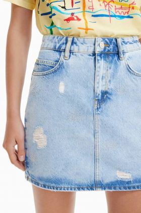 Desigual fusta jeans mini, drept