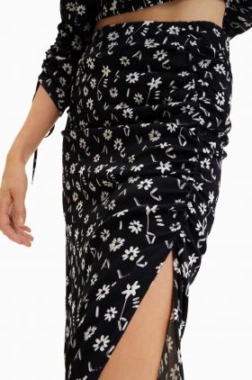 Desigual fusta culoarea negru, midi, drept