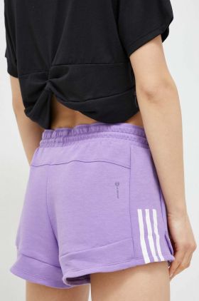 adidas Performance pantaloni scurți de antrenament Train Essentials culoarea violet, cu imprimeu, medium waist