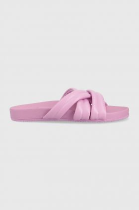 Billabong papuci femei, culoarea roz, cu platforma
