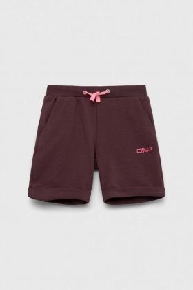 CMP pantaloni scurti copii culoarea bordo, neted, talie reglabila