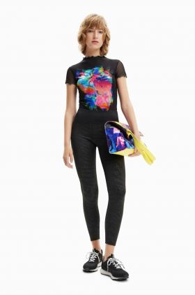 Desigual colanti femei, culoarea negru, neted