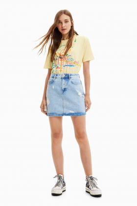 Desigual fusta jeans mini, drept