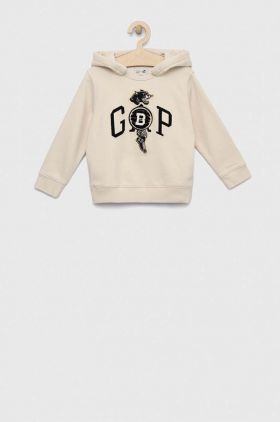 GAP bluza copii x BKC culoarea bej, cu glugă, cu imprimeu