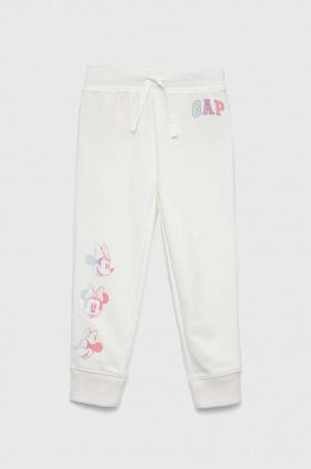 GAP pantaloni de trening pentru copii x Disney culoarea alb, cu imprimeu