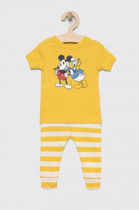 GAP pijamale de bumbac pentru copii x Disney culoarea galben, modelator