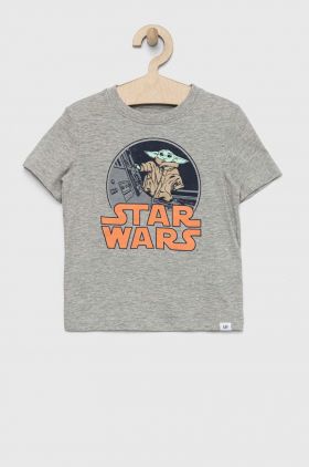 GAP tricou de bumbac pentru copii x Star Wars culoarea gri, cu imprimeu