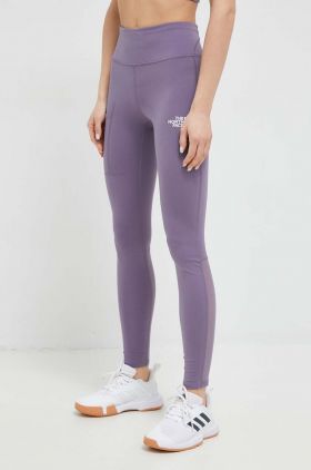 The North Face leggins sport Movmynt femei, culoarea violet, neted