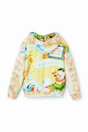 Desigual hanorac de bumbac pentru copii Bugs Bunny culoarea galben, cu glugă, modelator